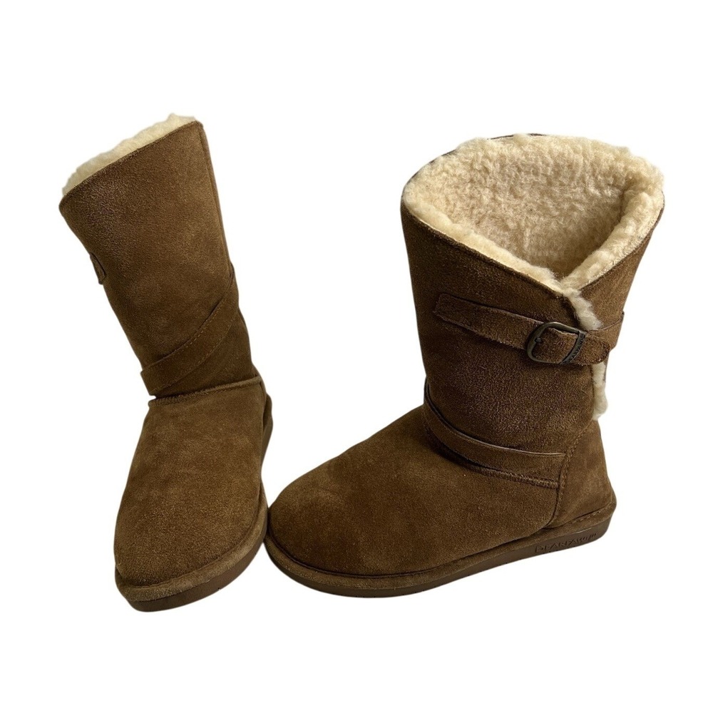 Bearpaw Brown Buckle Suede Boots Womens Size 7